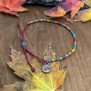 HIKE seed bead morse code bracelet, adjustable dainty beaded bracelet, gift for hiker