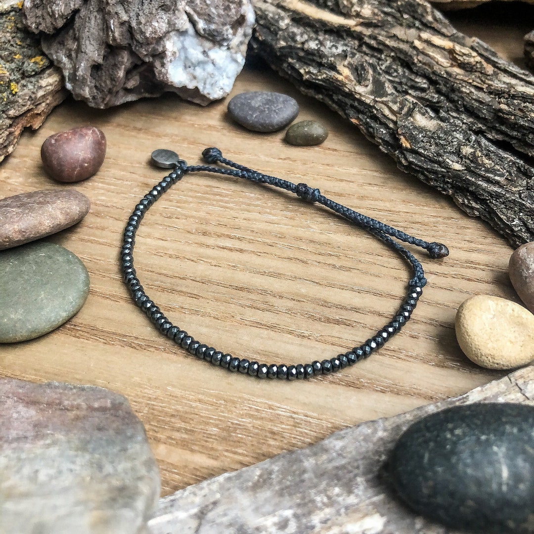 DARK CRYSTAL Sparkly Black Metal Bead Bracelet Adjustable Etsy