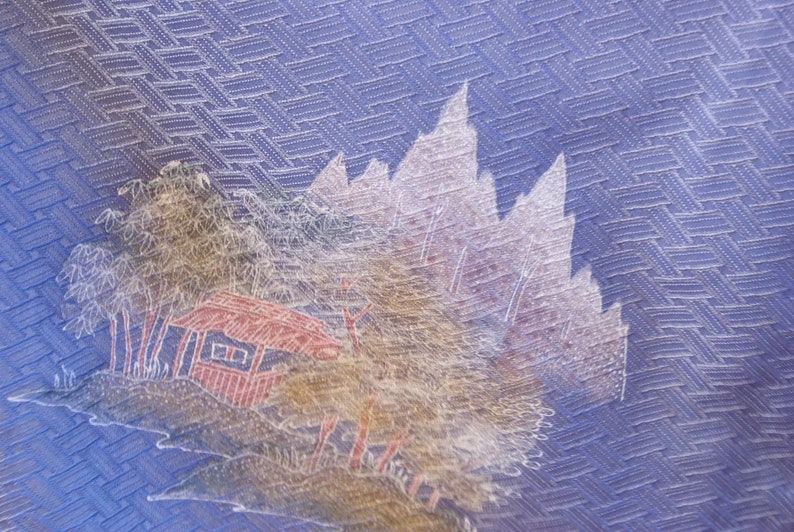 Blue silk kimono Foumongi