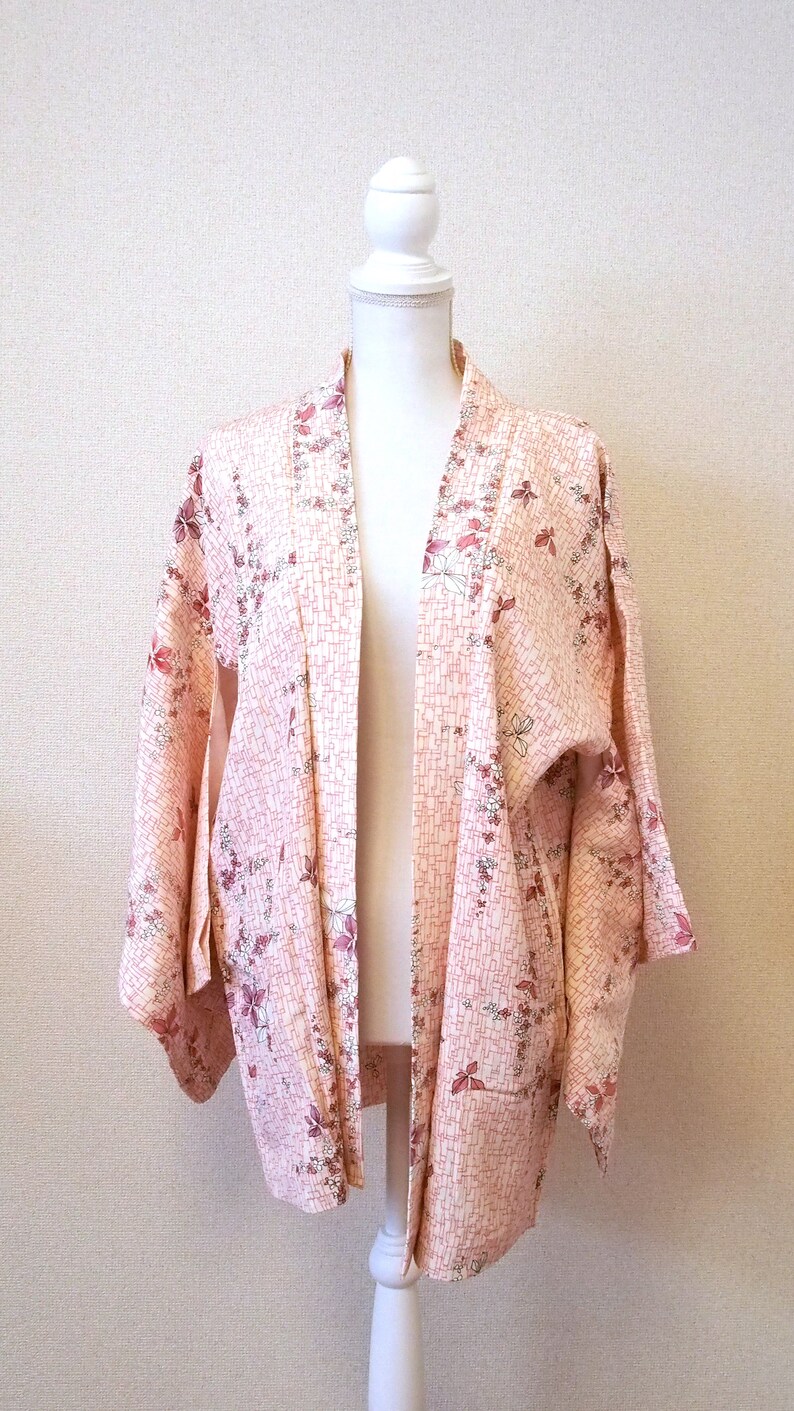 Pink cute flower Haori / Japanese kimono jacket | Etsy