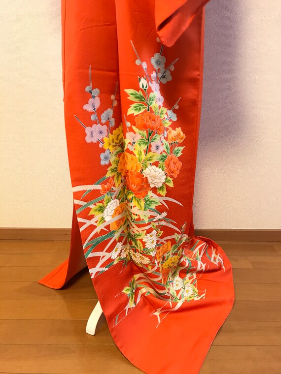 Kimono/Japanese kimono/Tsukesage/Orange/flowers/ … - image 10