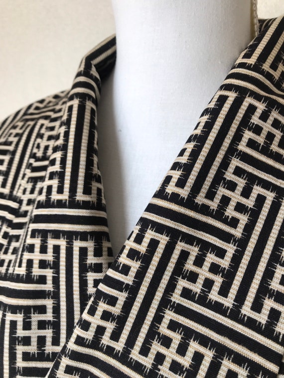 Black and White long coat / Japanese kimono coat