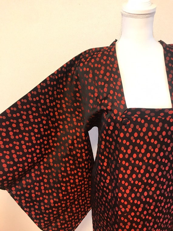 Red dot Japanese vintage kimono coat/ long kimono