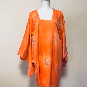 Kimono/ Japanese kimono / Michiyuki / kimono coat /Orange kimono coat / vintage kimonos