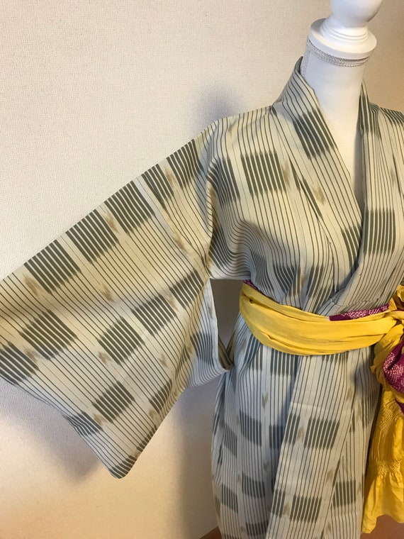 Green single tailoring kimono, vintage kimono,Japa