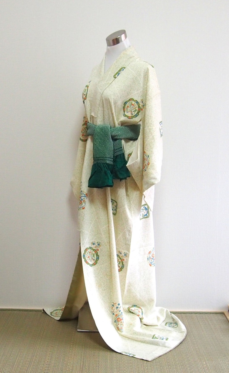 green satin kimono