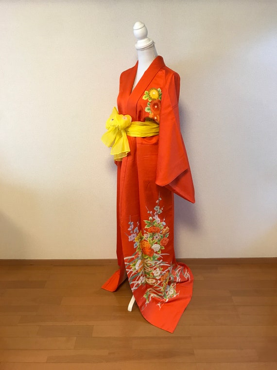 Kimono/Japanese kimono/Tsukesage/Orange/flowers/ … - image 9