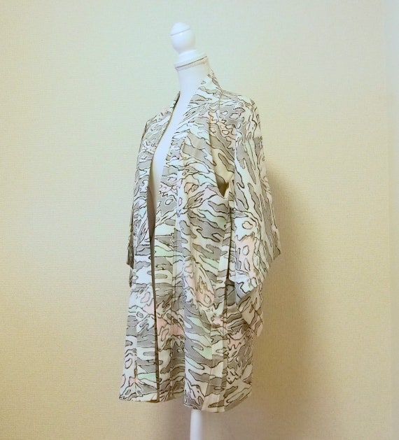 Haori jacket Green and Pink / Japanese kimono jack