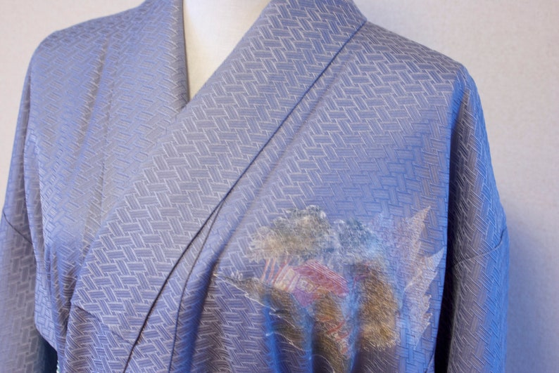 Blue silk kimono Foumongi