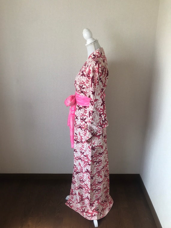 Kimono/Japanese kimono/Pink/leaf/silk kimono/kimo… - image 5