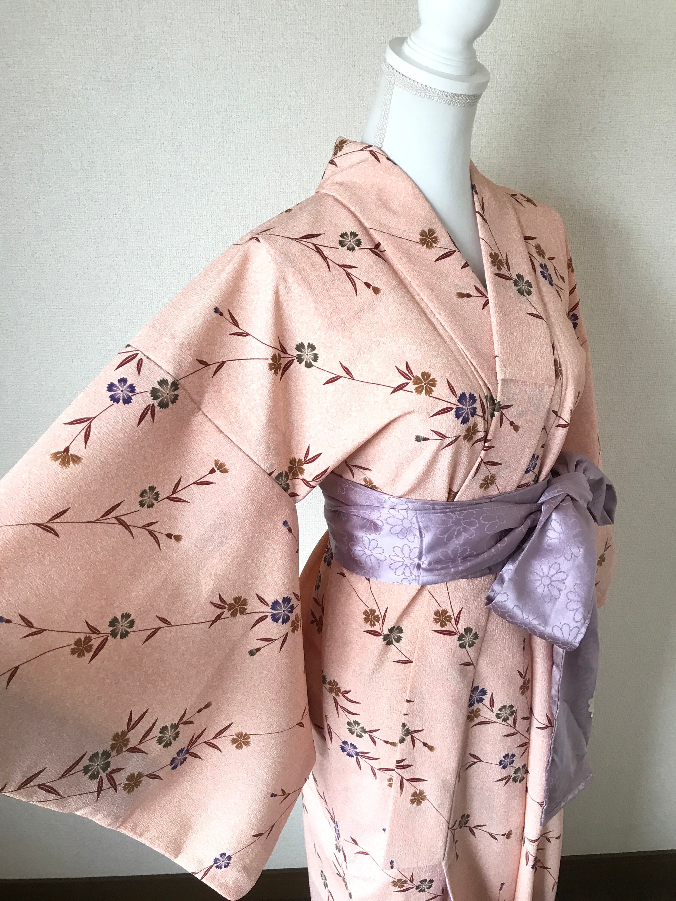 Japanese kimono / komon/ pink / kimono /kimono dress / kimono | Etsy
