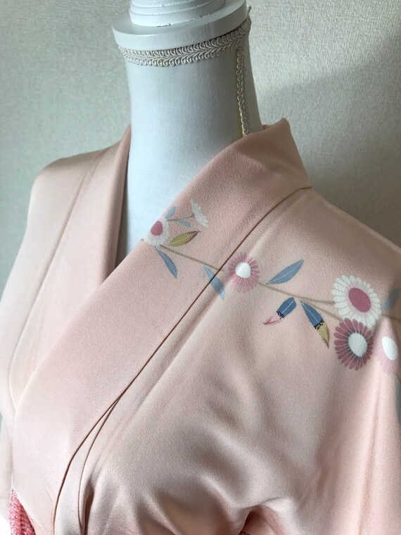 Pink Tsukesage silk kimono / flowers gradation kim