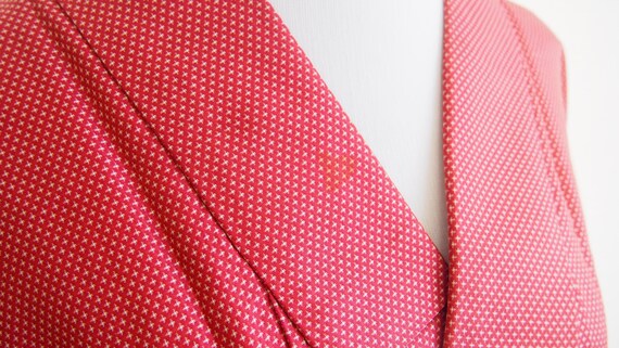 Red kimono,vintage kimono robe,silk tsumugi, kimon