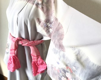 Japanischer Kimono/Kimono/Tsukesage/lila/Vintage Kimono/Kimono-Robe/Kimonokleid/japanische Kleidung/Seidenkimono/Nachtmode/japanisch