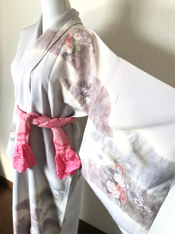 Japanese kimono/Kimono/ tsukesage / purple/vintag… - image 1