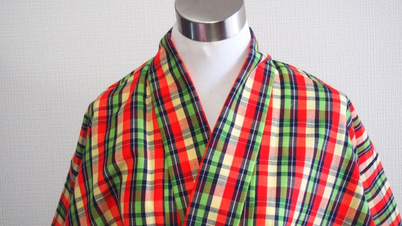 Plaid kimono robe /many color vintage kimono / gre