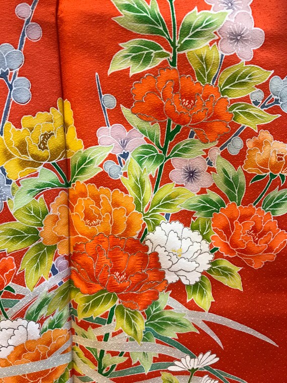 Orange Tusukesage kimono / Japanese silk kimono /