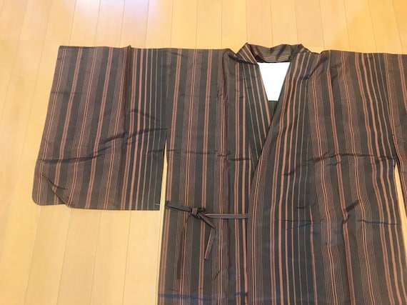 Brown strip kimono long jacket, kimono long coat,s