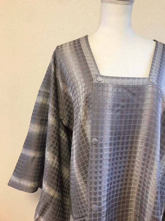 Gray purple Kimono coat/ Japanese vintage kimono c