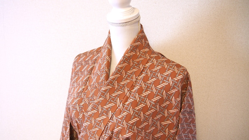 Brown silk kimono robe japan vintage silk kimono