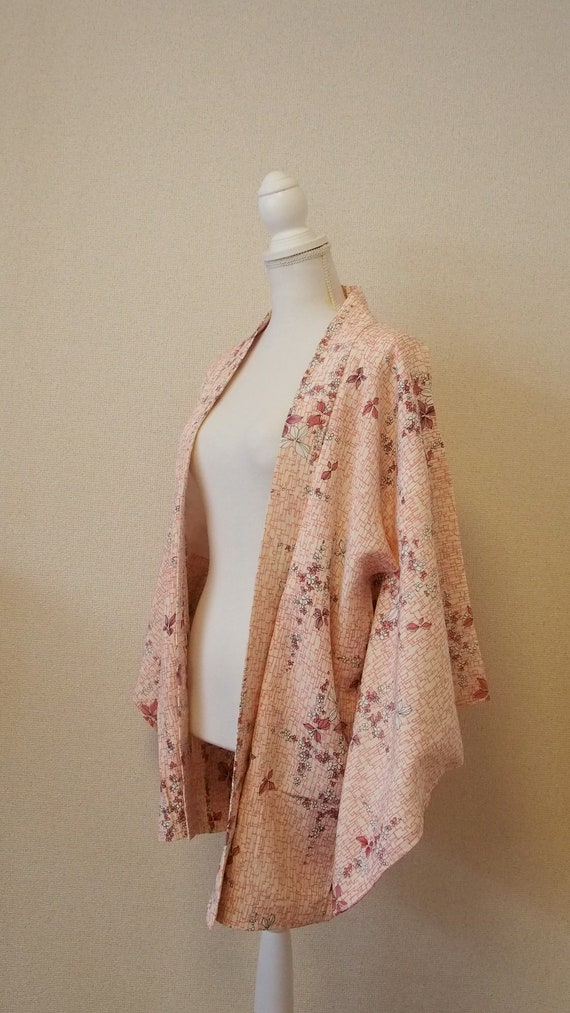 Pink cute flower Haori / Japanese kimono jacket | Etsy