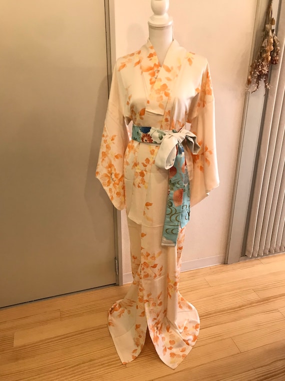 Orange kimono / Japanese kimono / kimono robe / J… - image 2