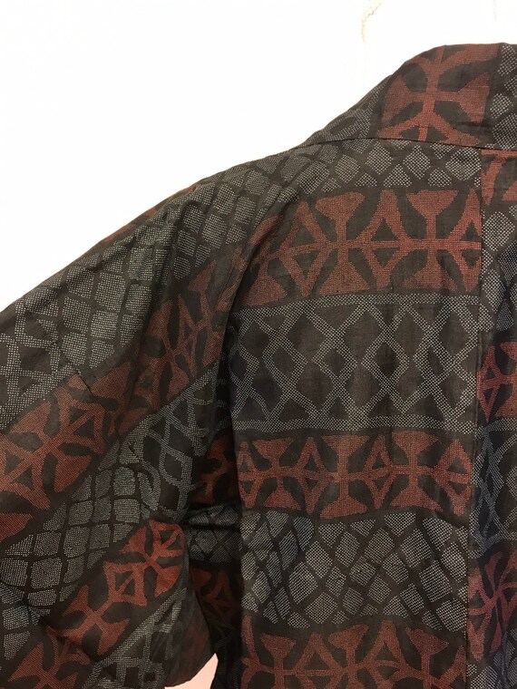 Tsumugi Haori,Black red gray Haori, Japanese kimon