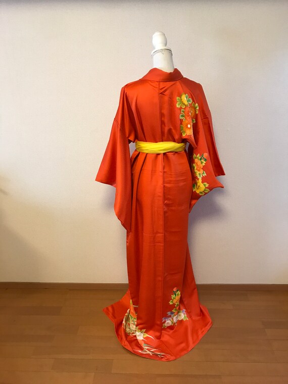 Kimono/Japanese kimono/Tsukesage/Orange/flowers/ … - image 6