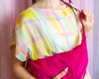 Pink Corduroy Sling Bag, Handmade Crossbody Shoulder Bag