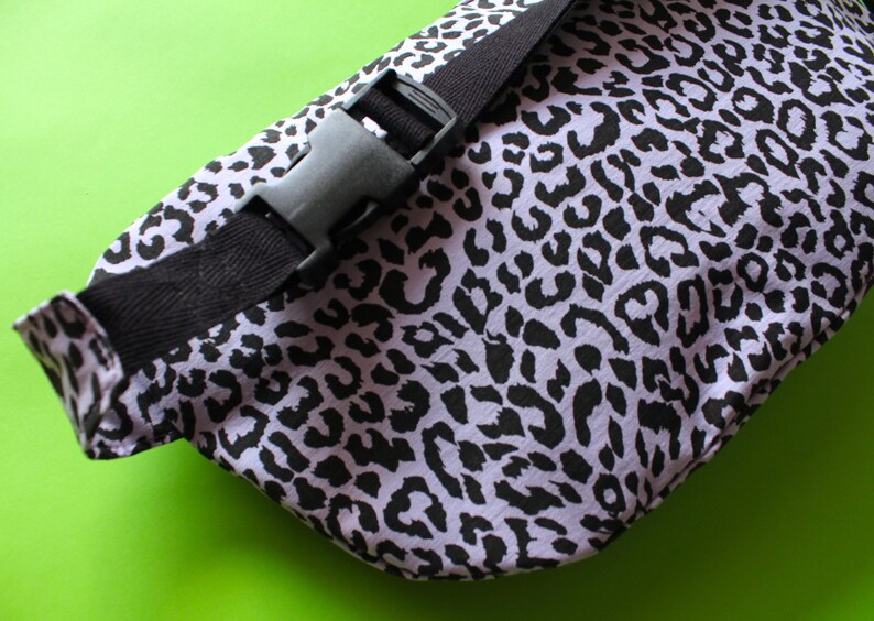 Lilac Leopard Print Bum Bag, Belt Bag, Festival Wear, Lavender, Purple Leopard Print image 5