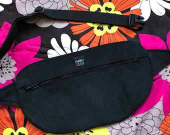 Black Corduroy Bum Bag, Adjustable Belt, Festival Crossbody Bag