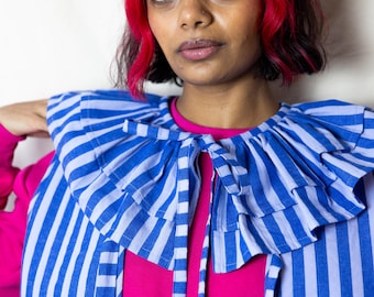 Striped Frilly collar, Detachable Collar