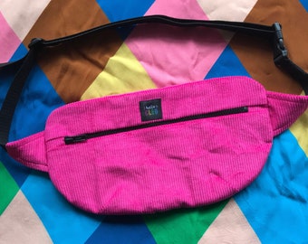 Pink Corduroy Bum Bag, Belt Bag, Bright Pink, Corduroy, Crossbody Bag