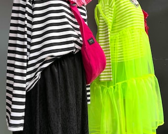 Lime green layering dress, Oversized fit, Organza dress