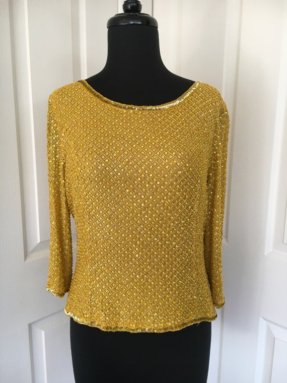 Vintage George Gross Gold Chartreuse Sequinned Bea