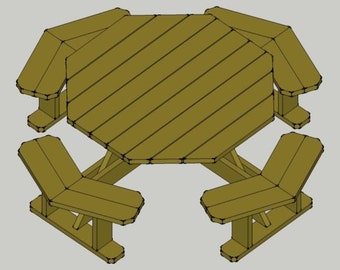 Deluxe Octagon Picnic Table How to Plan | Etsy