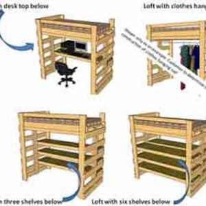 Multipurpose Bunk/Loft Bed Twin Sized How To Plan image 1