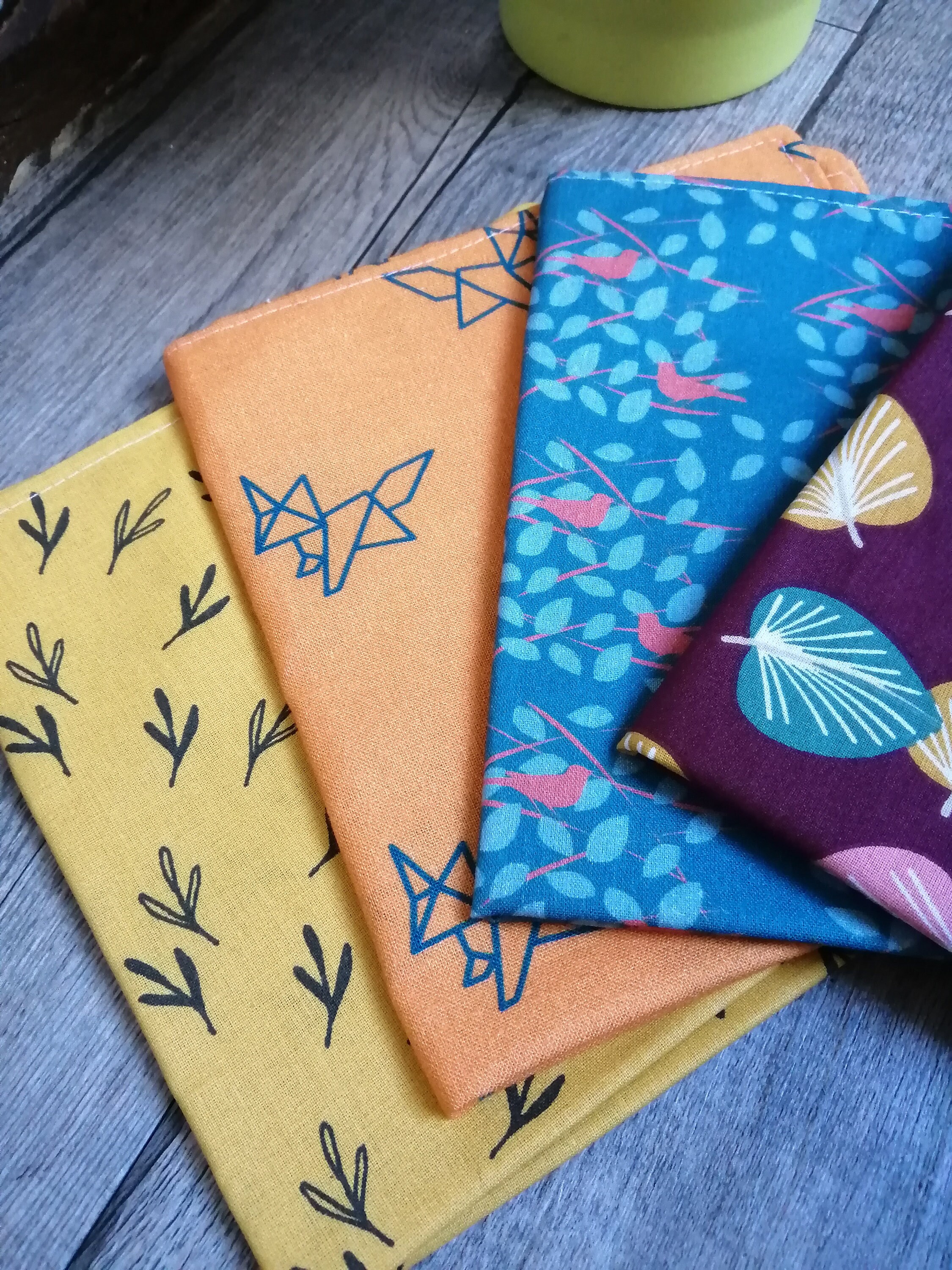 Lot de 4 Serviettes Table Dépareillées en Coton Du Pep's 