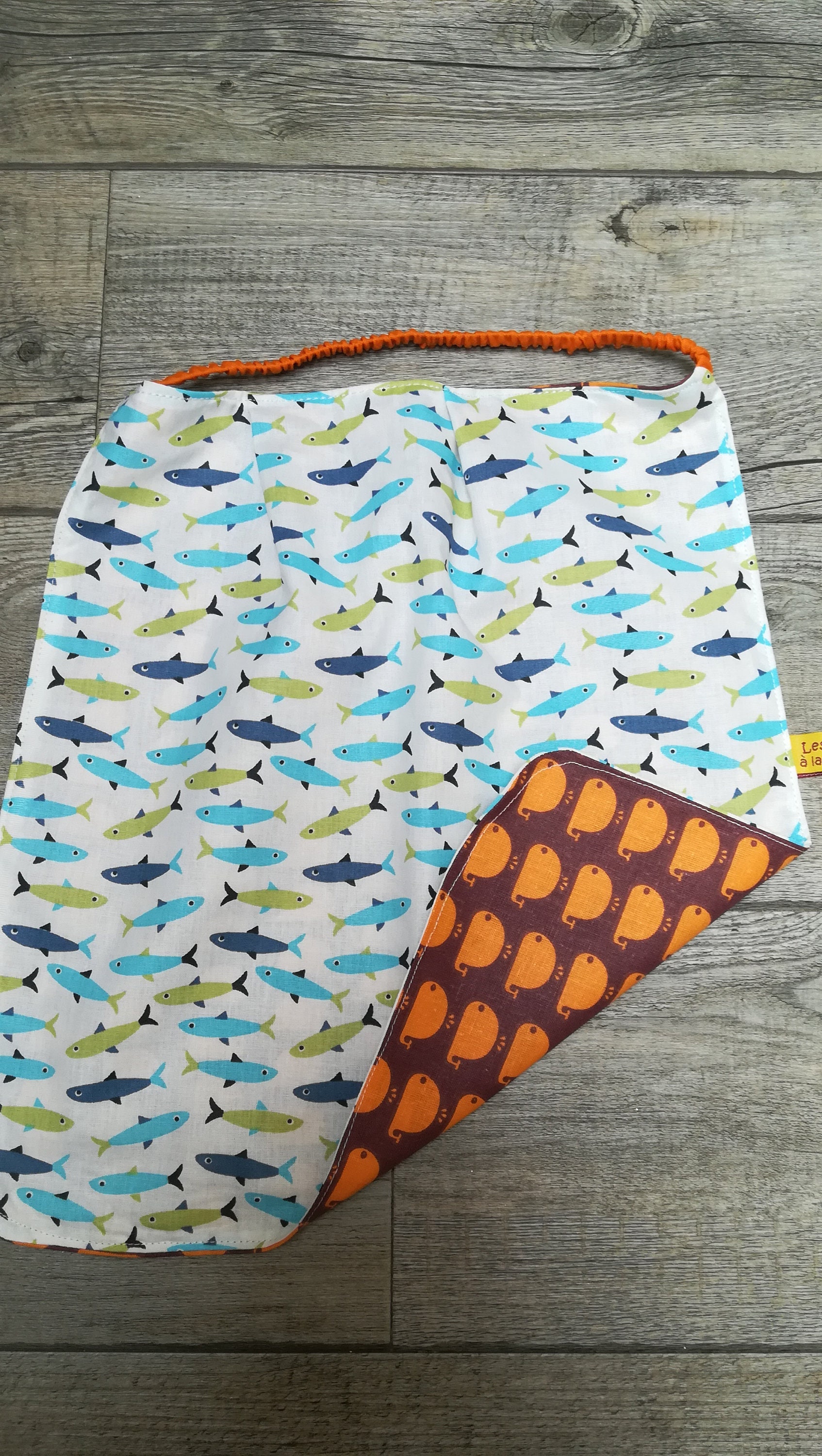 Serviette Élastique Pour Le Repas Des Enfants Poissons et Baleines/Fish & Mobydick 