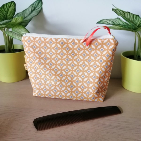 Trousse de toilette tissu Enduit * jaune graphique*