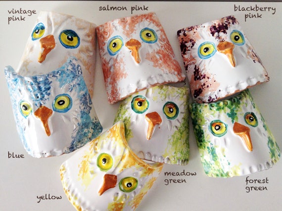 Salmon Porcelain Owl