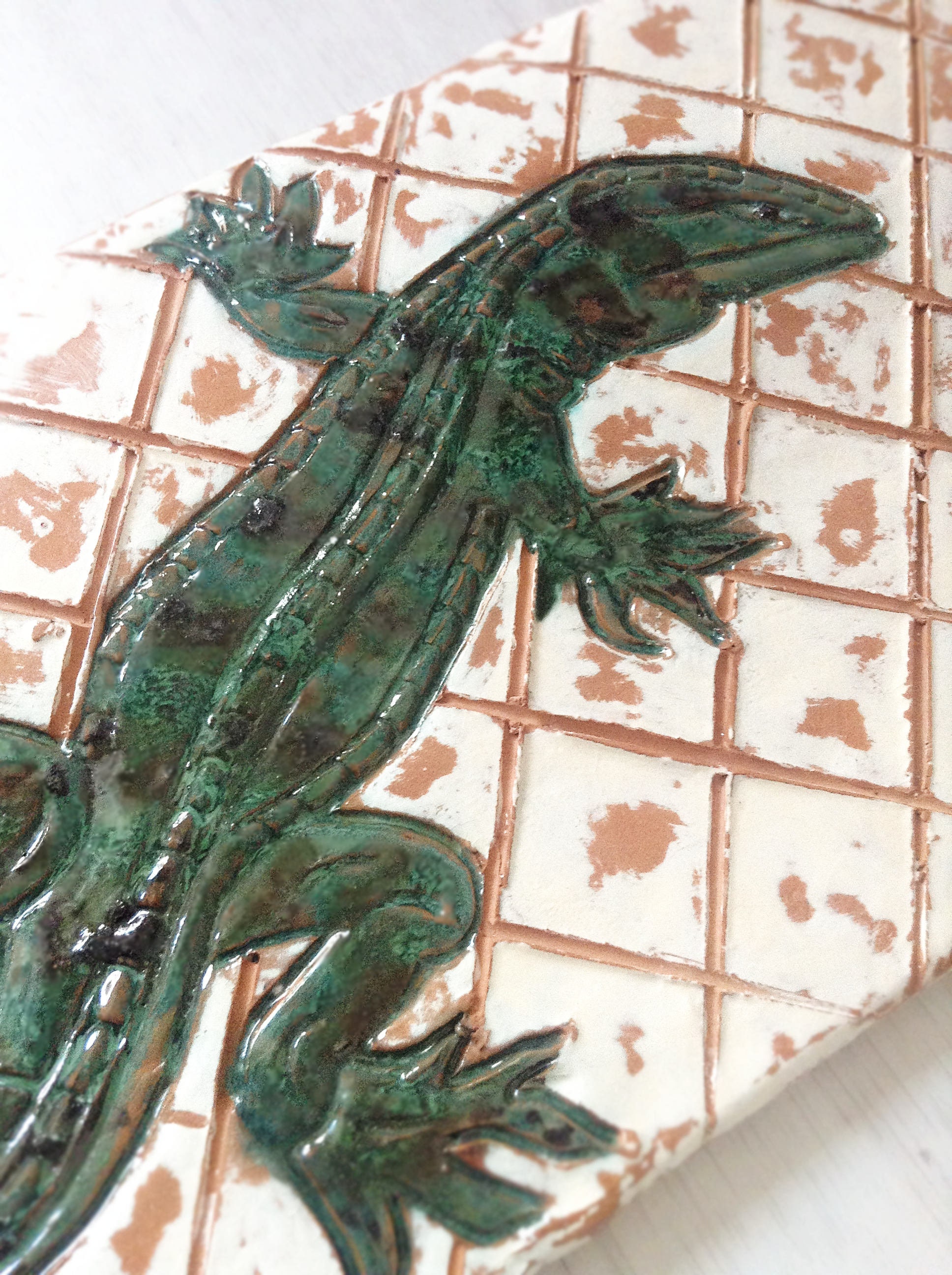 Decorative Ceramic Lizard Tile Etsy Canada