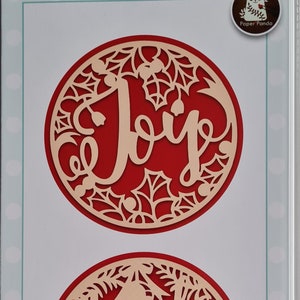 2 adornos navideños Joy y Jingle Bells - Paper Panda Paper Cuts - Creative Expressions - 4 troqueles