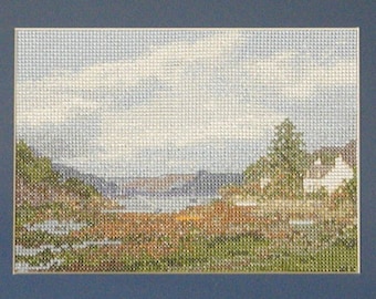Plockton - a Scottish Highlands landscape cross stitch embroidery chart