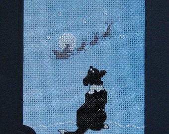 I Believe in Santa  cross stitch embroidery chart of sheepdog