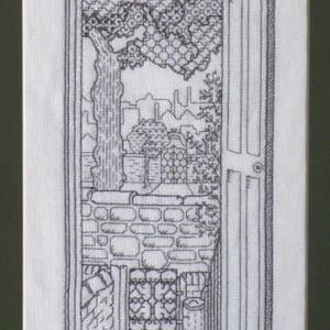 Blackwork City Scene Embroidery Chart - Landscape
