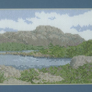 Slioch across Loch Maree - a Scottish Highlands landscape cross stitch embroidery chart