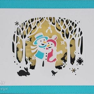 Matrice de découpe étreinte enneigée - Bonhomme de neige en train de se faire des câlins - Collection de découpes de papier Creative Expressions