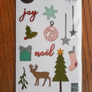 Set festivo - 12 fustelle con motivo natalizio - Sizzix Joy Noel Bauble Tree Snowflake Holly Stag Stocking ++