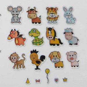 Zodiac Animals - 18 troqueles y 17 sellos - Sizzix Framelits con sellos - Lindo calendario chino